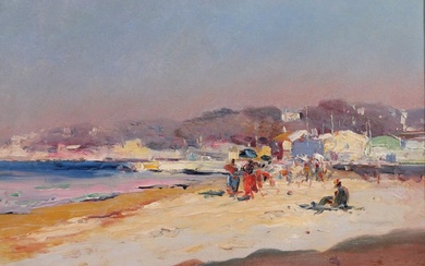 Louis Nattero (1870-1915) - Marseille, people on the beach