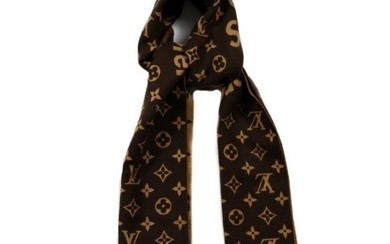 Louis Vuitton X Supreme Wool Cashmere Monogram Scarf Brown