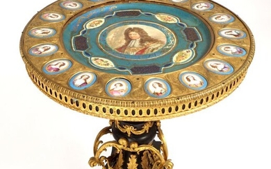 Louis XIV Bronze Dore Giltwood Sevres Plaque Table
