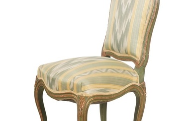 Louis XV-Style Gilt and Green-Painted Side Chair