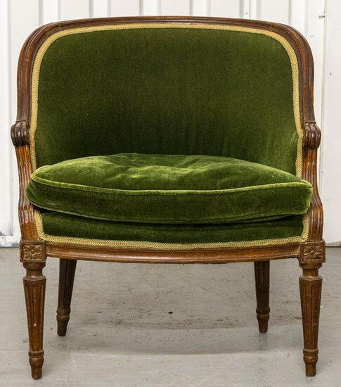 Louis XVI Style Green Velvet Upholstered Dressing