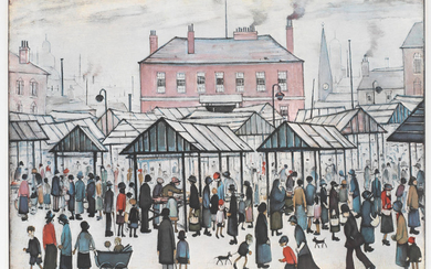 Lowry Market Scene in a Northern town