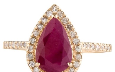 Luxury 14K Ruby & Diamond Cocktail Ring 1.58ctw - Size 6.75 - Timeless & Elegant
