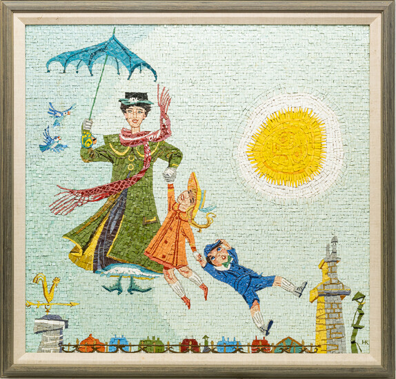 MARY POPPINS STONE MOSAIC TILE H 31" W 32"