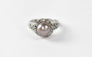 MAUBOUSSIN; an 18ct white gold 'Perle Caviar Mon Amour' ring...