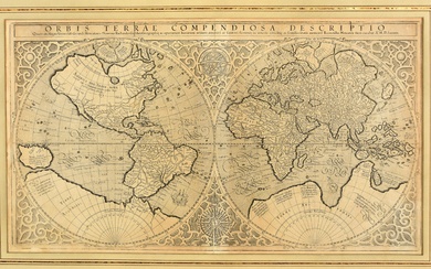 MERCATOR, Rumold Orbis terrae compendiosa descriptio. [Duisburg Heirs Mercator] 1587 [c. 1620-1630] Copper engr., 29...