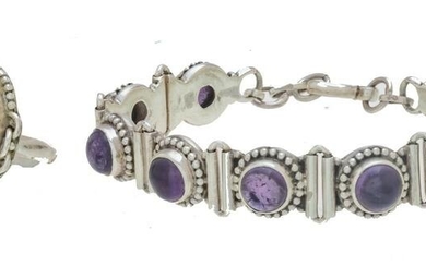 Mexico Silver and Amethyst Bracelet L 7’
