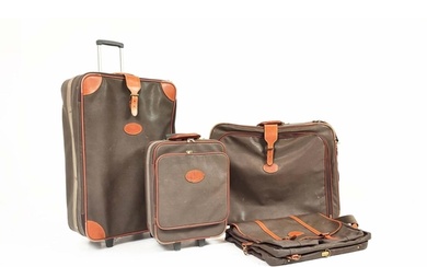 MULBERRY VINTAGE TRAVEL SET, scotchgrain with tan leather tr...