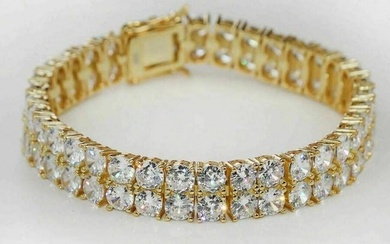 Magnificent 14kt Gold Plated 925 Sterling Silver Double Row Austrian Crystal Bracelet