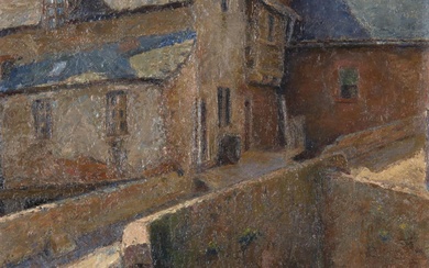 Marc ROBERT (1875-1962 ) "Entrée de village avec pont", huile