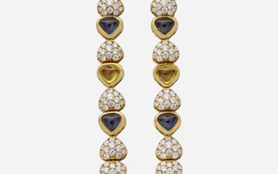 Marina B Multi-color sapphire, diamond, and gold earrings