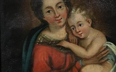 Mary & Jesus, 18th Century French Old Master oil painting on canvas