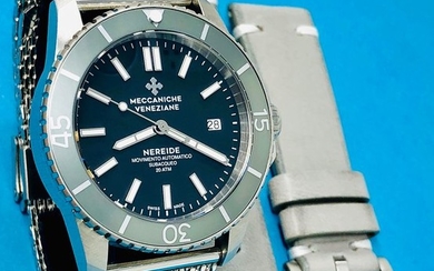 Meccaniche Veneziane - Automatic Diver Watch Nereide 3.0 Silver 2 Straps - 1202008 - Men - BRAND NEW