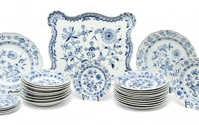 Meissen (German) & Ernst Teichert (Meissen, Germany) Blue Onion Porcelain Plates, Bowls & Platters