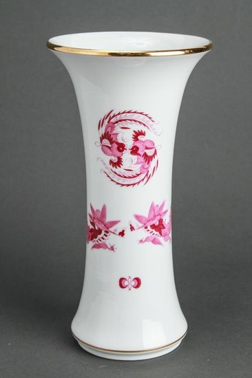 Meissen Porcelain Pink Dragon Trumpet Vase