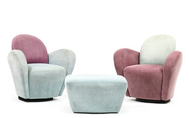 Michael Wolk (American, 20th/21st Century), Pair of Miami Chairs and Ottoman
