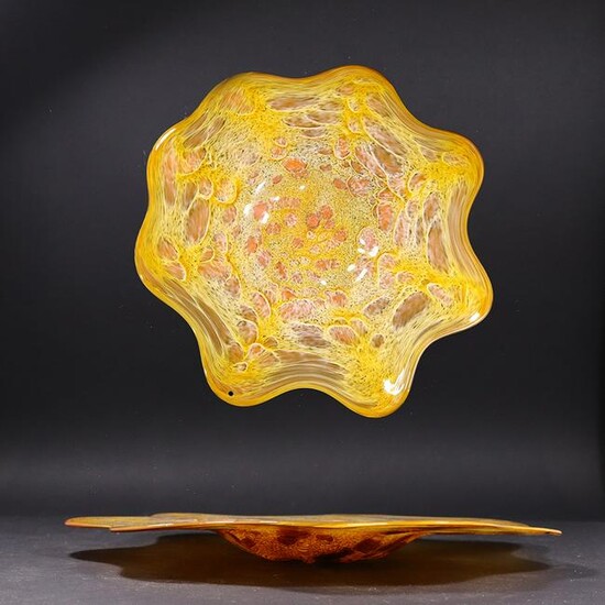 Mid-Century Modern Art Glass Earth Form Oranges Dish