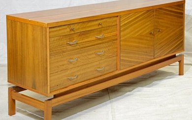 Mid Century Modern Sideboard with Striped Wood Doors