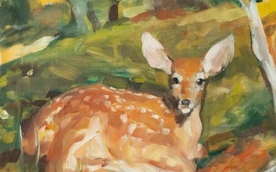 Mike Cockrill Painting "Fawn in Forest"