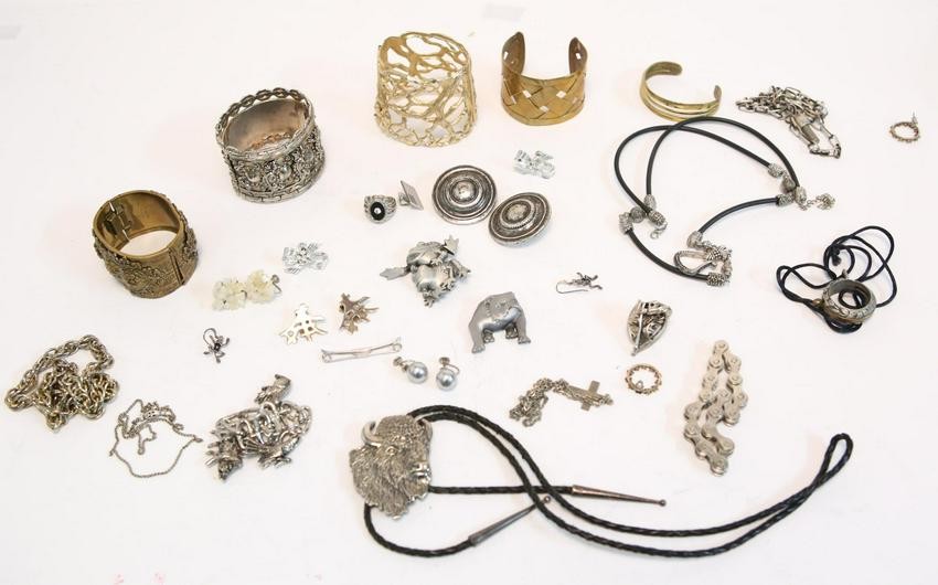Mixed Metal Costume Jewelry, Group of 27