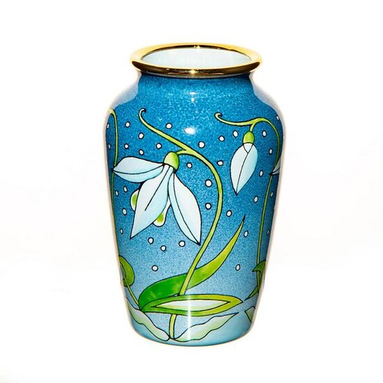 Moorcroft Miniature Enamel Floral Vase, Snowdrops