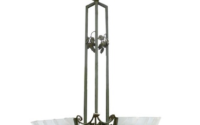 Muller Frères - Ceiling lamp - Glass, Iron (wrought)