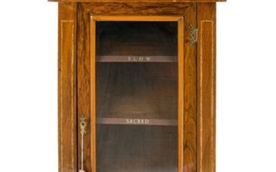 Music cabinetEngland, late 19th centuryin rosewood with fruit wood inlays, glass door, bronze applications, wear, scratches, small defects90 x 5 1 x 32 cm