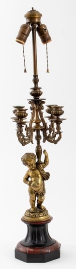Napoleon III Style Bronze Figural Candelabra Lamp