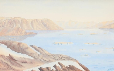 SOLD. Niels Laurits Nielsen: Scenery from Greenland. Both signed NLN 38. Watercolour on paper. Visible size 31 x 52 cm. (2) – Bruun Rasmussen Auctioneers of Fine Art