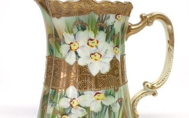 Nippon Hand Painted Daffodil Gold Pitcher