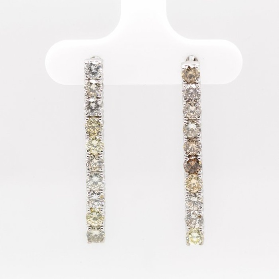 No Reserve Price - 14 kt. White gold - Earrings - 2.60 ct Diamond