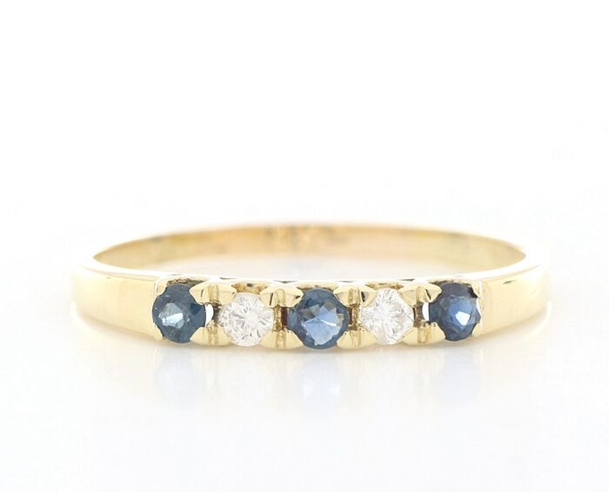 '' No Reserve Price'' - 18 kt. Yellow gold - Ring - 0.24 ct Sapphire - Diamonds