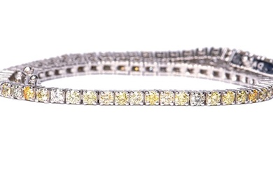 No Reserve Price-2.55 ctw Natural Fancy Colors VS1 to SI1 - 14 kt. White gold - Bracelet - 2.55 ct Diamond