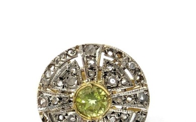No Reserve Price - NO RESERVE PRICE - Ring - 14 kt. Silver, Yellow gold Peridot - Diamond