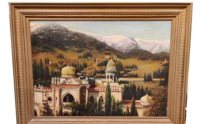 Oil on Canvas,Scene of Shrine, Signed, 19th.C