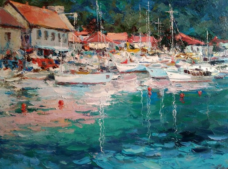 Oil painting Yacht Club Alexander Nikolaevich
