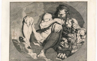 Olivier afteruphin (c.1634-1683) after Annibale Carracci (1560-1609) Pluto with Cerberus...