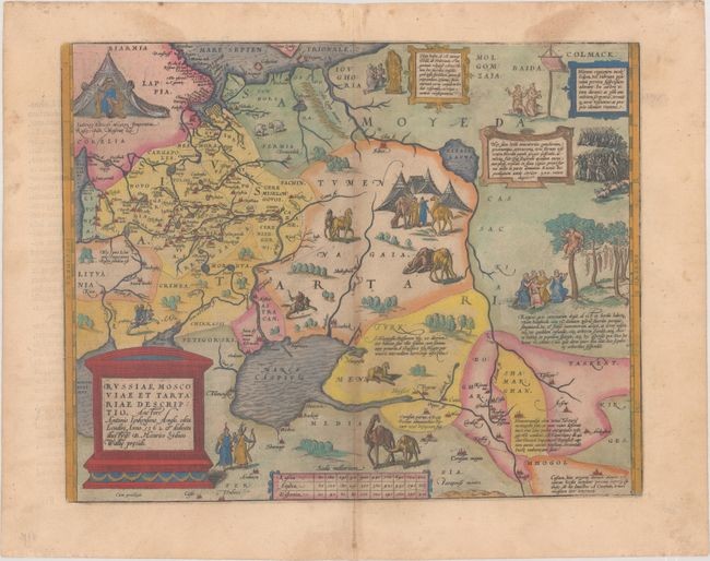 Ortelius' Map of Russia with a Vignette of Ivan the Terrible, "Russiae, Moscoviae et Tartariae Descriptio. Auctore Antonio Ienkensono Anglo...", Ortelius, Abraham