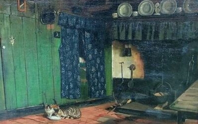 Otto Karl Kirberg (1850-1926) - Holländisches Interieur mit zwei Katzen
