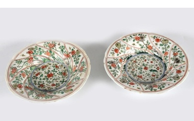 PAIR CHINESE QING FAMILLE VERT DEEP BOWLS