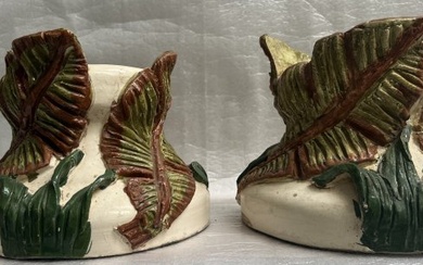 PAIR OF TAMSAN DESIGN ART POTTERY , HAND MADE IN MEXICO PLANTERS