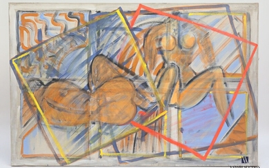 PASSANITI Francesco (né en 1952) Nus Huile sur toile Non signée 130 x 194 cm...