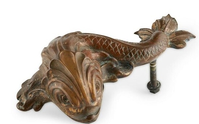 PATINATED BRONZE DOLPHIN FOUNTAIN SPOUT 19TH CENTURY