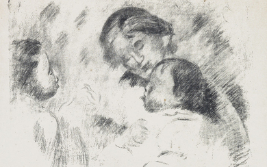 PIERRE-AUGUSTE RENOIR Une Mère et Deux Enfants. Lithograph on cream laid paper, circa...