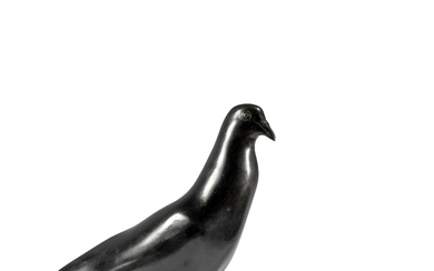 François POMPON Le pigeon Nicolas - 1929 Bronze à patine noire h:29.5 CM, d:16.0 CM,...