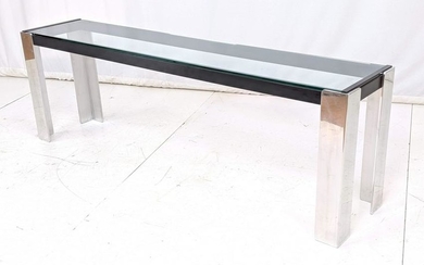 Pace Style Modernist Chrome & Glass Console Hall Table