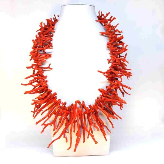Pacific Ocean Red Coral Necklace - Corallium rubrum - 610×89×43 mm