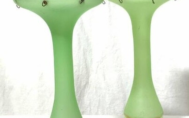 Pair Green Opaline Style Candle Holders