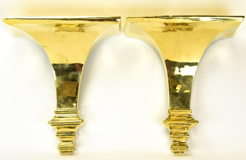 Pair Heavy Brass Traditional Style Wall Brackets