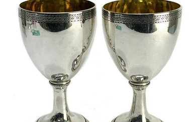 Pair London Sterling Silver Georgian Wine Goblets